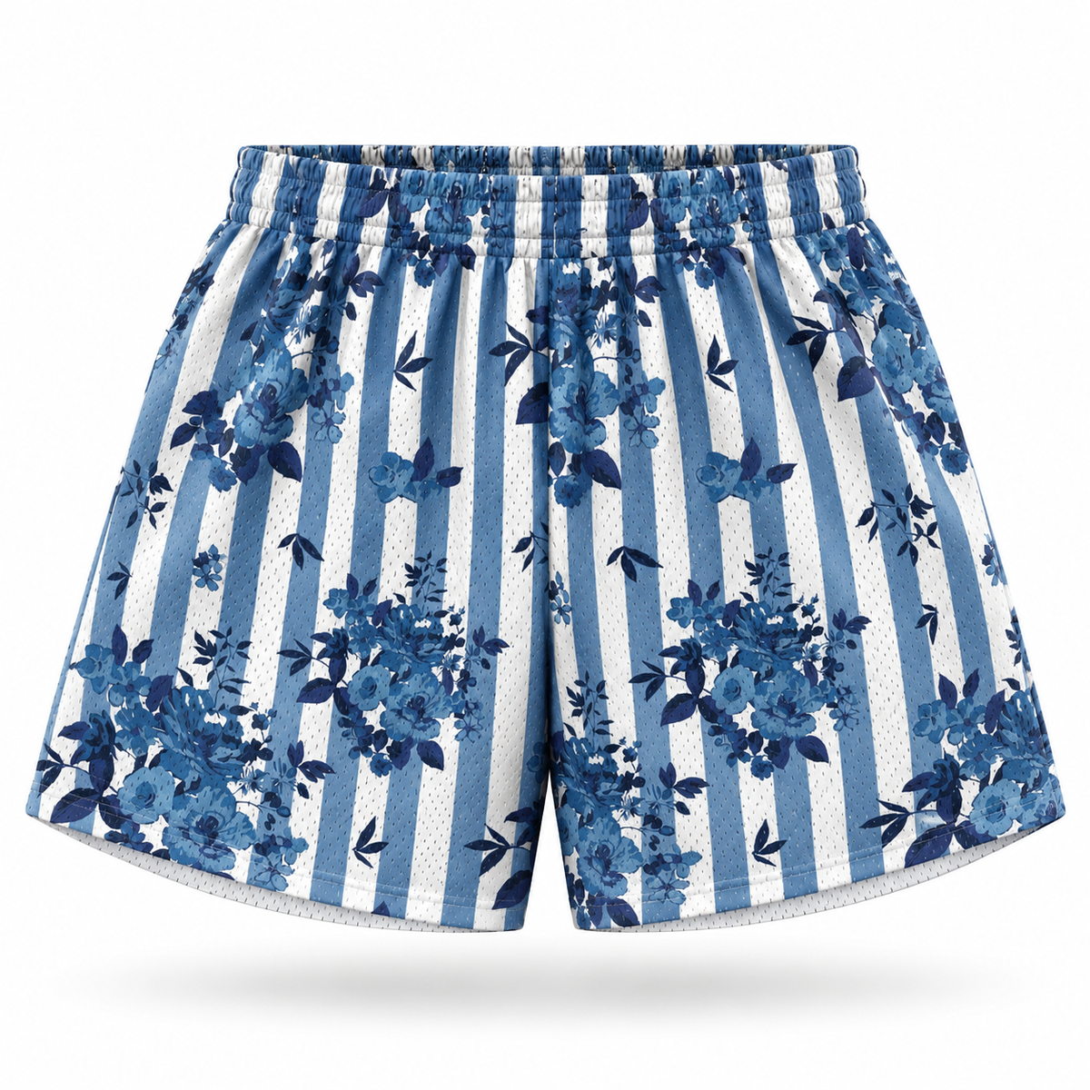 WonderBoy Blue Stripe Flower Mesh Short