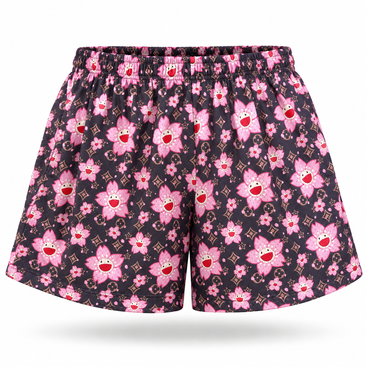 WonderBoy Brown Flowers & Stars Mesh Short